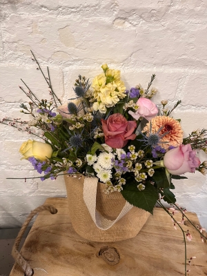 Hessian Floral Bag