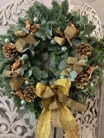 Gold star door wreath