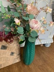 Teal Rose Vase